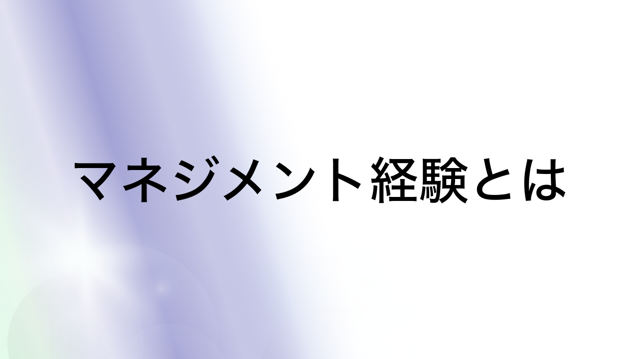 マネジメント経験とは